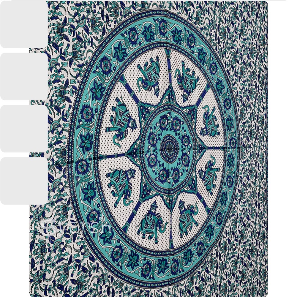 Turquoise Queen Elephant Mandala Tapestry